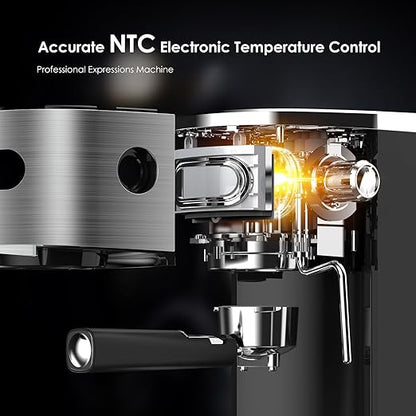 COWSAR Espresso Machine 20 Bar, Compact Espresso Maker with Milk Frother Steam Wand, Expresso Coffee Machines with 45 OZ Removable Water Tank for Cappuccino, Latte, Home