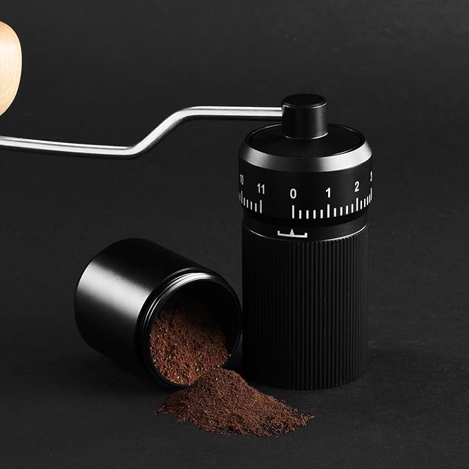 Manual Coffee Grinder by Suvykep — 6 Star Coffee Grinder Manual with 25g Capacity, CNC Stainless Steel Espresso Grinder with 55 Grind Settings — For Espresso, French Press, Pour Over (Black)