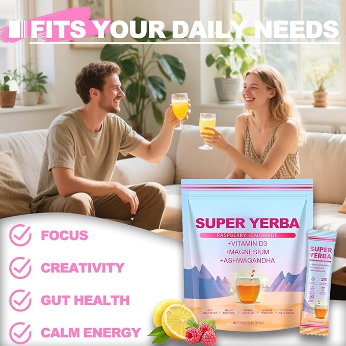 Super Yerba Mate Instant Powder Variety Pack - Citrus, Lemon & Grapefruit Flavors | 30 Servings Each | Energy Boost, Mental Clarity, Gut Health & Satiety | Prebiotics, Probiotics, Hot & Cold Brew, Portable (Citrus)