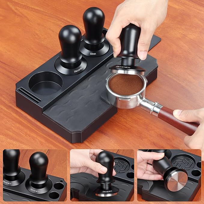 Coffee Tamper 51mm - with Sound Feedback 30lb Spring-Loaded Tamper Barista Espresso Tamper Anti-Tilt Base, Ergonomic Handle, 304 Stainless Steel