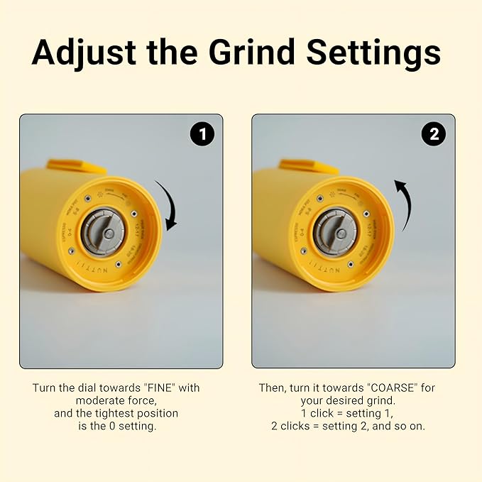 Nuttii Burr Coffee Grinder – Electric, Portable, Small, Quiet Conical Burr Coffee Bean Mill, 20 Adjustable Settings for Espresso, Pour-Over, French, Press Moka for Home Travel Use (Sunshine Yellow)
