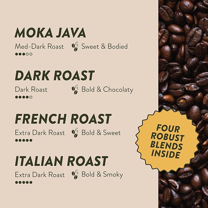 Angelino's Coffee, 96 Count, Compatible with Keurig 2.0 K-Cup Brewers (Dark Roast Variety, 96 Count)