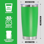 Load image into Gallery viewer, 20oz Tumbler Stainless Steel Tumbler Cup with Lid Vacuum Insulated Double Wall Travel Mug, Durable Powder Coated Travel Coffee Tumbler Mug for Hot &amp; Cold Drinks, Green,1 Pack