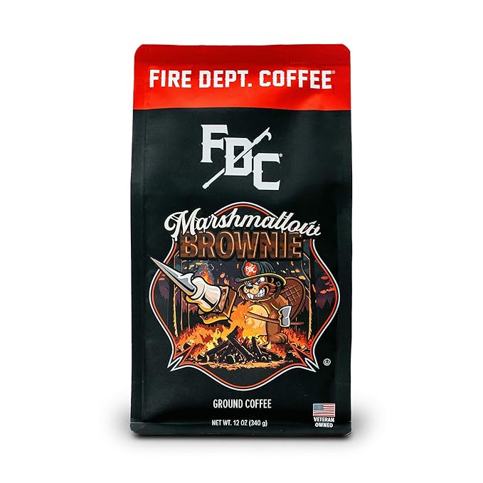 Fire Department Coffee - Gives Back to Firefighters - Marshmallow Brownie Ground Coffee - Roasted in the USA - Ground - Medium Roast - Veteran Owned 12 oz