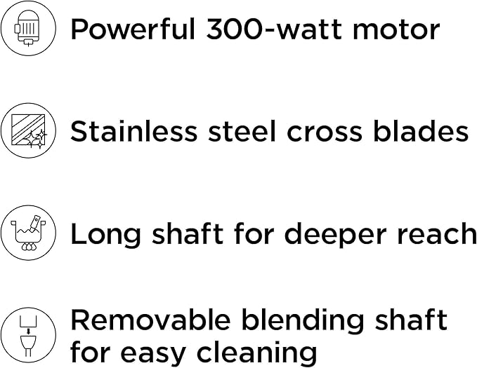 Chefman Immersion Stick Hand Blender with Stainless Steel Blades, Powerful Electric Ice Crushing 2-Speed Control Handheld Food Mixer, Purees, Smoothies, Shakes, Sauces & Soups, Midnight Blue
