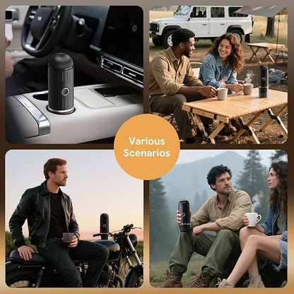 Portable Electric Espresso Machine, Travel Coffee Maker for Camping, Car Self-Heating Coffee Machine with USB-C, Compatible With NS Capsules & Ground Coffee, Portable Coffee Maker for Hiking,RV,Office