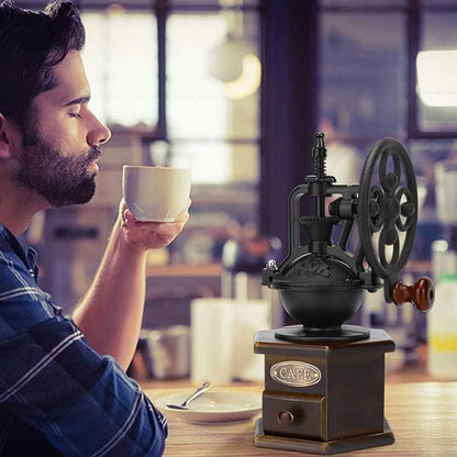 IMAVO Manual Coffee Grinder, Wooden Coffee Bean Grinder with Cast Iron Hand Crank, Antique Design, Perfect for Home, Coffee Shop, Gift