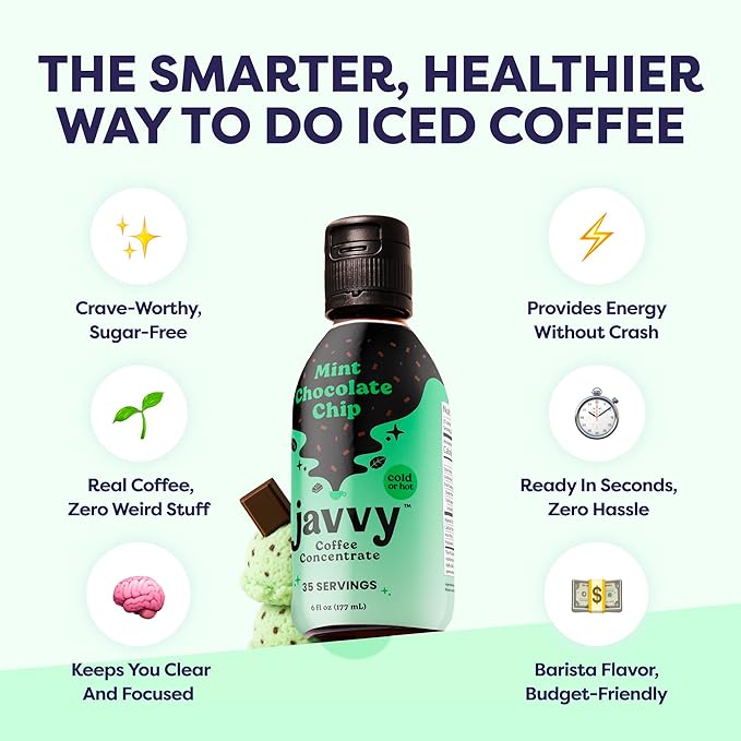Coffee Concentrate - Limited Release Flavors - Cold Brew Coffee, Perfect for Hot or Iced Instant Coffees, Hot Drinks, Cold Brew Concentrate, 35 Servings - Mint Chocolate Chip