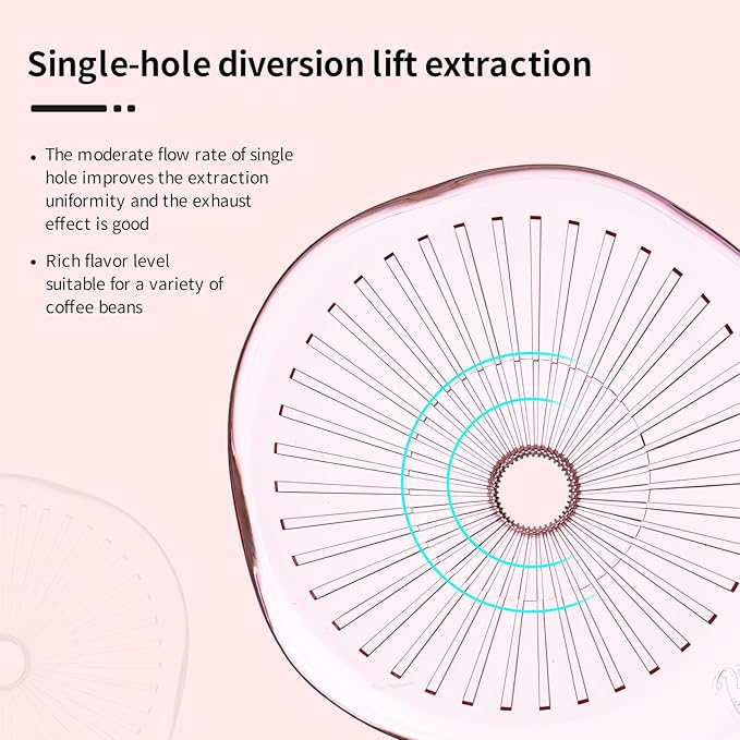 Bincoo Pour Over Coffee Dripper and Filters 2-4 Cups Size 02,Safe Tritan Plastic Coffee Dripper with 50pcs Filters Paper,Slow Brewing Coffee Pour Over for Cafe,Travel,Home(Pink)