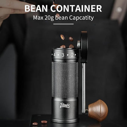 Bincoo Foldable Manual Coffee Grinder with External Adjustable Setting,Coffee Bean Grinder with Portable Storage Bag,Stainless Steel Burr Grinder Suitable for Home, Office and Travel for Use (Black)