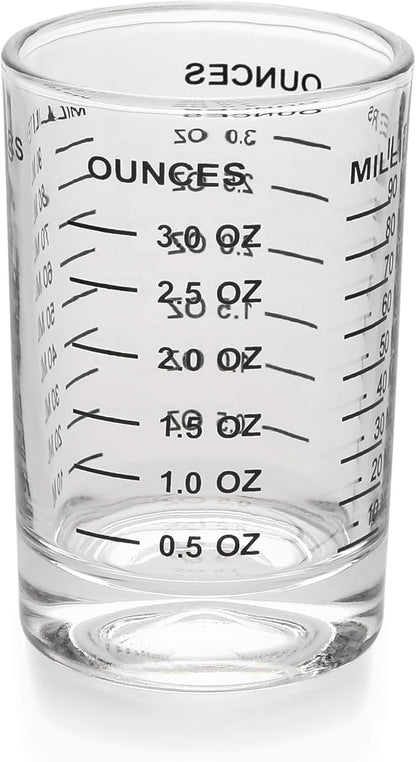 Shot Glass Measuring Cup 3 Ounce/90ML Liquid Heavy High Espresso Glass Cup Black Line