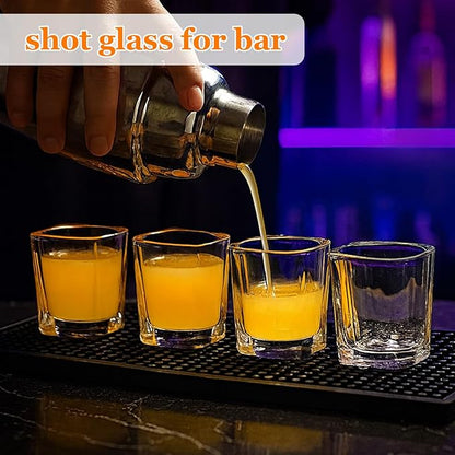 Ruckae 12 Pack 2 OZ Shot Glasses Set Gradient Colorful Shot Glasses Bulk with Heavy Base Square Glass Shot Cups for Vodka Tequila Whiskey Liquor
