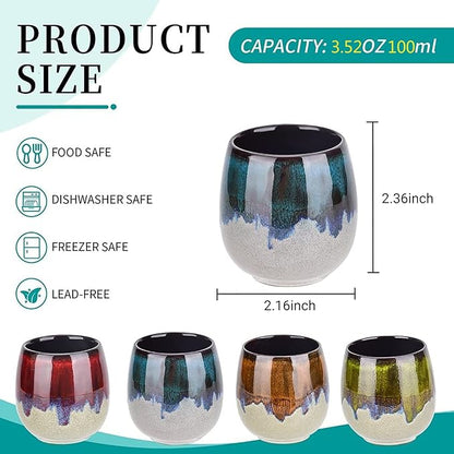 Espresso Cups Ceramic Cup Espresso Coffee Cup Small Tea Cups Tasting Cups Ceramic Mate Cup (2 x 3Oz, Brown)