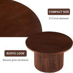 Load image into Gallery viewer, NORDICANA Single Accent Round Coffee Table, 27.5 Inch Wide 16.7 Inch Tall Walnut Color Farmhouse Center Table for Living Room, Manufactured Wood Top with Walnut Veneer