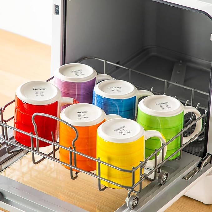 vancasso BONITA Set of 6 Stoneware Tea Coffee Cups 480 ml, Mug Set Multi-Coloured