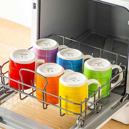 vancasso BONITA Set of 6 Stoneware Tea Coffee Cups 480 ml, Mug Set Multi-Coloured