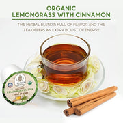Teavity Organic Lemongrass and Cinnamon Tea Pods for Keurig - Naturally Decaffeinated Herbal Tea Blend (12 Pods)