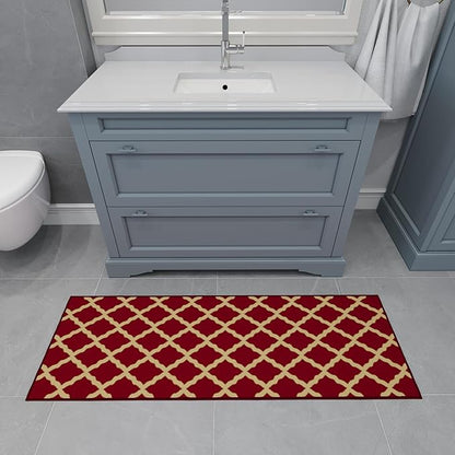 Ottomanson Hallway Runner Rug 20" x 59" Non Slip Trellis Area Rugs Easy to Clean Laundry Rug Runner Durable & Pet Friendly Floor Carpet Runners for Hallways Entryway Living Room Kitchen Bathroom, Red