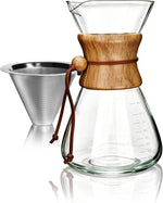 Load image into Gallery viewer, AGOGO Pour Over Coffee Maker Glass - 6/8/10 Cup Barista Kit with 304 Stainless Filter for Home, Office, Camping, Cafes - Easy Clean Coffee Dripper Set (Rag&amp;Brush Included) (10 Cup/34 oz-Slim Shape)