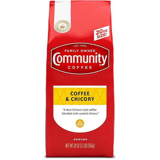 Community Coffee Coffee & Chicory Medium Dark Roast Ground Coffee, 20 Ounce Bag