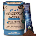 Load image into Gallery viewer, 10-in-1 USDA Certified Organic Decaf Mushroom Coffee, Instant Mushroom Coffee Decaf, Brazilian Dark Roast for Better Energy, Focus, Gut Health, 30 Sticks - ShroomDNA
