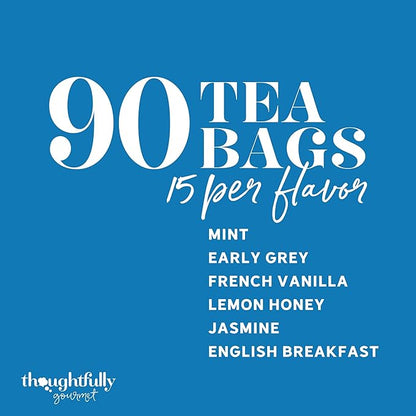 Thoughtfully Gourmet, Tea Affirmations Christian Prayer Gift Set, Includes 6 Flavours of Tea with Bible Verses from Psalms and Other Books to Rejoice, Pack of 90