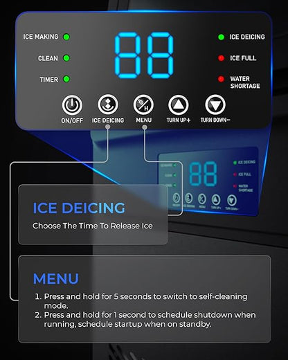 Commercial Ice Maker Machine 𝟏𝟎𝟎𝐋𝐁𝐒/𝐃𝐚𝐲 and 𝟑𝟎𝐋𝐁𝐒 Storage Bin, Undercounter Ice Makers and 𝟑𝟔 Ice Trays, Icemaker Machine Double Water Inlet with Water Line, Ice Scoop