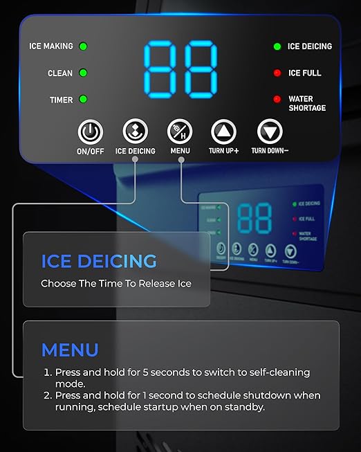 Commercial Ice Maker Machine 𝟏𝟎𝟎𝐋𝐁𝐒/𝐃𝐚𝐲, Undercounter Ice Makers 𝟑𝟎𝐋𝐁𝐒 Storage Bin and 𝟑𝟔 Ice Trays, Icemaker Machine Double Water Inlet with Water Line, Ice Scoop