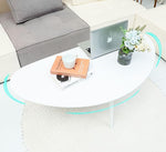 Load image into Gallery viewer, FIRMINANA Mid Century Modern Coffee Table,Large Oval White Coffee Table for Living Room,for Small Spaces,White-47.3" W x 23.63" D x 17.72" H
