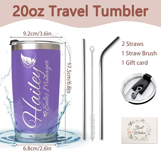 Personalized Tumbler Custom Coffee Tumbler Laser Engrave with Name 20 Oz Stainless Steel Travel Tumbler Cup Mug Personalized Gifts for Birthday Christmas Anniversary for Men Women Kids