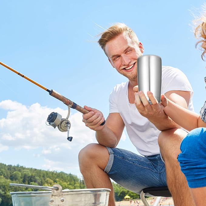 VEGOND 20oz Tumbler with Lid and Straw Stainless Steel Tumbler Cup Bulk Vacuum Insulated Double Wall Travel Coffee Mug Powder Coated Coffee Cup(Stainless 12 Pack