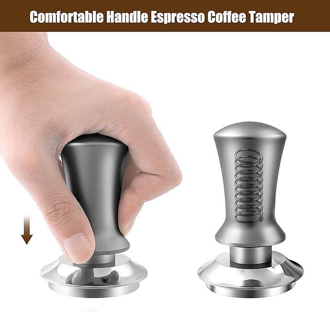 K COOL Coffee Tamper, Espresso Tamper, Premium Barista Tamper with Calibrated Spring, 100% Flat Stainless Steel Base Tamper for Espresso Coffee Machine (51mm, Black)