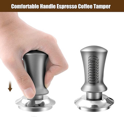 K COOL Coffee Tamper, Espresso Tamper, Premium Barista Tamper with Calibrated Spring, 100% Flat Stainless Steel Base Tamper for Espresso Coffee Machine (51mm, Black)