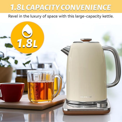 Electric Kettle, 1.8L/1200W, Stainless Steel, Control Buttons, Digital Display Panel, Keep Warm for 12 hours, Auto Shutoff, BPA-Free, Hot Water Kettle for Coffee & Tea, Electroplated handle