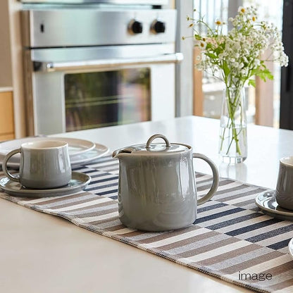 Fourlife 620Ikw Ceramic Teapot, 1.9 fl oz (591 ml), 3 Cups, Includes Tea Strainer, Microwave and Dishwasher Safe, Gray, Ink Wash, Danjou Teapot