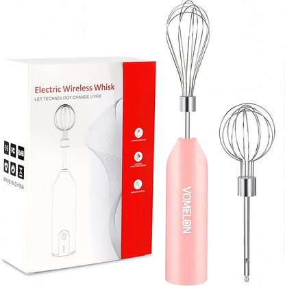 Electric Egg Beater Whisk, USB Charging Mixer, Three-Speed Adjustment, Suitable for Whisking Eggs, Cream, Sauce, Jam Supplements and More, Pink