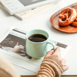 Load image into Gallery viewer, Stackable Coffee Mugs Set: 13 oz Ceramic Stacking Cups for Cappuccino Latte Tea - Microwave Safe Mug for Home &amp; Office - 4 PCS, Mint Green