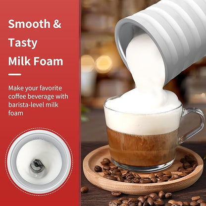 Milk Frother, 4-in-1 Milk Steamer and Frother, Hot & Cold Foam Milk Warmer with Temperature Control, Auto Shut-Off Frothers for Coffee, Latte, Cappuccino, Macchiato