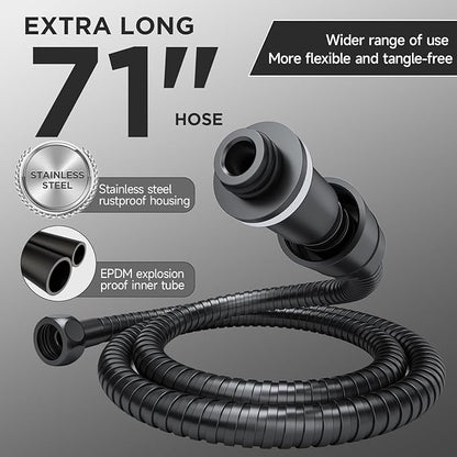 Veken Wide Rain Shower Head with Multi-Modes Handheld Water Spray,High Pressure Showerhead Combo with Arm for Bathroom Accessories,Home Decor Adjustable Dual Shower with Anti-Clog Nozzles,Matte Black