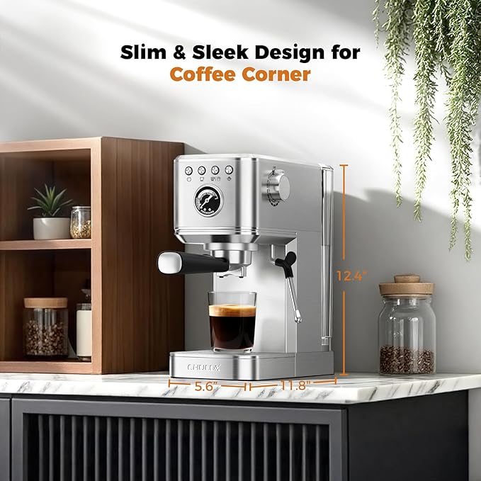 CHULUX Elite Espresso Machine 20 Bar, Hot and Ice Espresso Maker with Steam Wand for Americano, Latte, Cappuccino