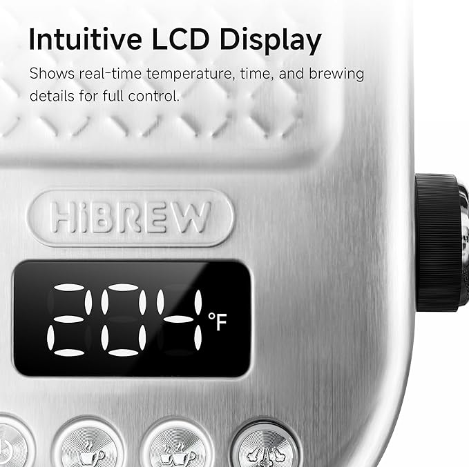 HIBREW H10B - 51mm Espresso Machine - Temperature & Cup Volume Adjustable at will - With Intelligent Display Screen & Pressure Gauge - Stainless Steel Body