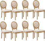 Load image into Gallery viewer, French Country Dining Chairs Set of 8, Vintage Wooden Dining Chairs with Fabric Upholstered Tufted Seat,Solid Wood Legs&amp;Frame, Farmhouse Kitchen&amp;Living Room Chairs(Beige,8 Pcs)