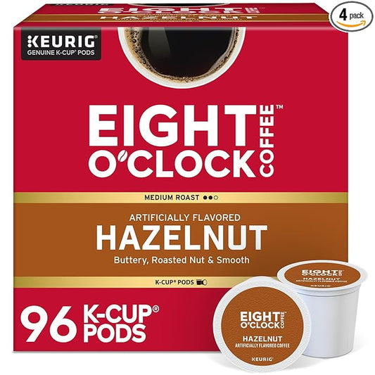Eight O'Clock Coffee Hazelnut Keurig Single-Serve K-Cup Pods, Medium Roast Coffee, 96 Count