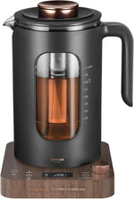 Load image into Gallery viewer, Electric Tea Kettle, INTASTING Glass Electric Kettle with tea Infuser and Precise knob temperature control, 1200W Fast Heating, BPA-Free, Easy to Clean, for Tea and coffee, 1 Liter (Wood)