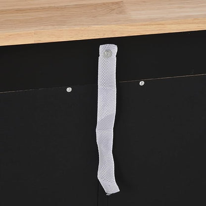 HOMCOM Sideboard with Solid Wood Countertop, Modern Kitchen Storage Cabinet, Coffee Bar Cabinet with 2 Drawers, Doors and Adjustable Shelf, Black