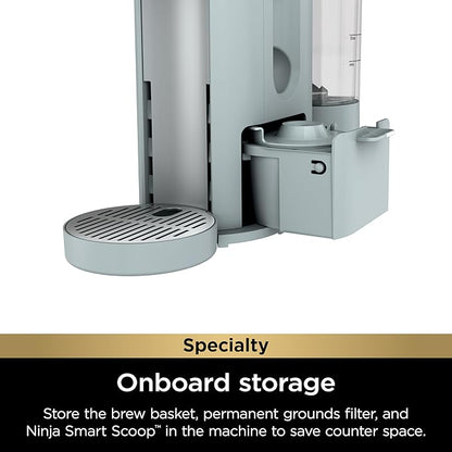 Ninja Pods & Grounds Specialty Single-Serve Coffee Maker, K-Cup Pod Compatible, Built-In Milk Frother, 6-oz. Cup to 24-oz. Travel Mug Sizes, Iced Coffee Maker, Glacier Blue, PB051GB