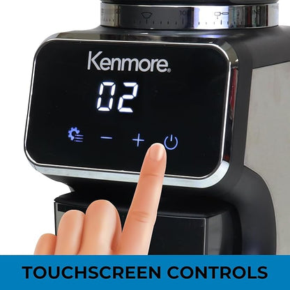 Kenmore Conical Burr Grinder - Grind Coffee Beans For Home Brewing, Smart Maquina Moler, Control Dosing For Espresso, French Press, Drip Coffee, 30 Grind Size, Digital Control, Spice grinding