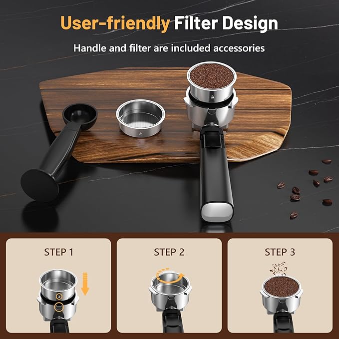 Espresso Machine, 20 Bar Professional Espresso Coffee Maker with Milk Frother Steam Wand, Hot & Iced Coffee Machine, Compact Stainless Steel Coffee Machine for Cappuccino,Latte,Cold Brew