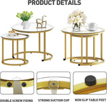 Load image into Gallery viewer, aboxoo Gold Nesting Coffee Table Set of 2, Small Glass Round Nesting Tables for Living Room Bedroom, Accent Tea Table with Metal Frame Modern Industrial Simple