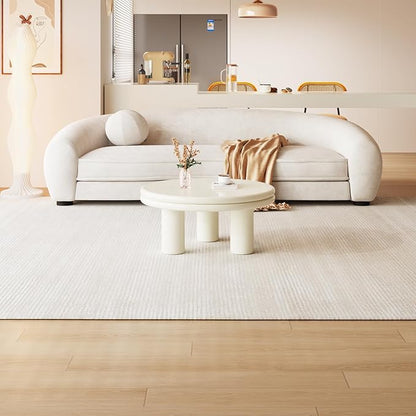 Modern Coffee Table, Round Coffee Table with Dual-Layered Table Tops, Cream White Living Room Center Table for Bedroom, Office, Small Spaces, Easy to Assemble